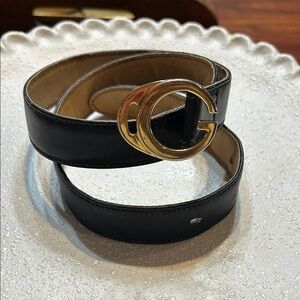 Gucci Black Leather Belt with Gold G Buckle